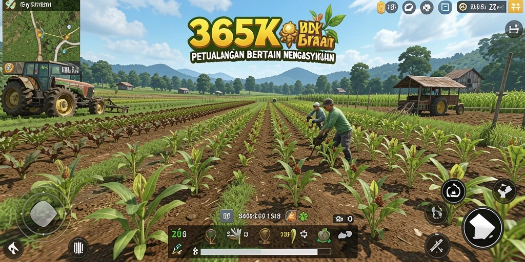 Screenshot gameplay 365ZK menampilkan aktivitas bertani yang menyenangkan.