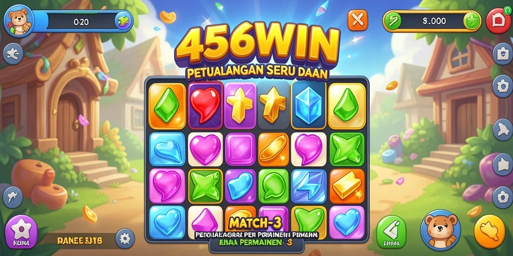Screenshot utama 456WIN menampilkan gameplay Match-3 yang menarik.