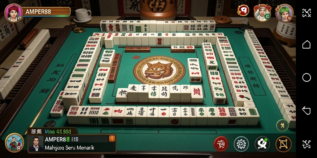 Screenshot AMPER88 menampilkan gameplay seru Mahjong dengan teman-teman.