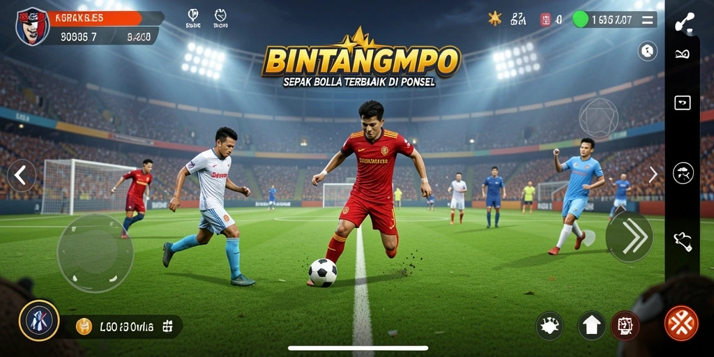 Tampilan gameplay seru di BINTANGMPO dengan aksi sepak bola mendebarkan.
