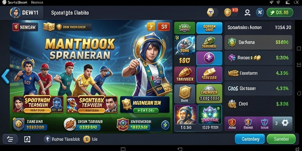 Tampilan menarik aplikasi DEWI11 dengan fitur sportsbook.