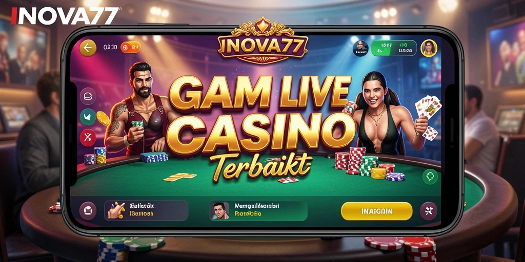 Screenshot gameplay <strong>INOVA77</strong> menunjukkan dealer langsung yang profesional.