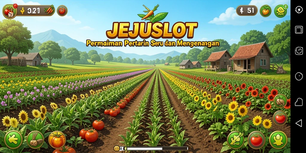 Gameplay seru bertani di JEJUSLOT dengan hasil panen melimpah.