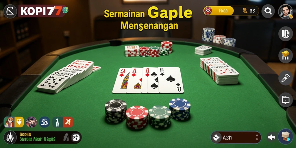 Screenshot gameplay KOPI77 menampilkan suasana seru permainan Gaple.