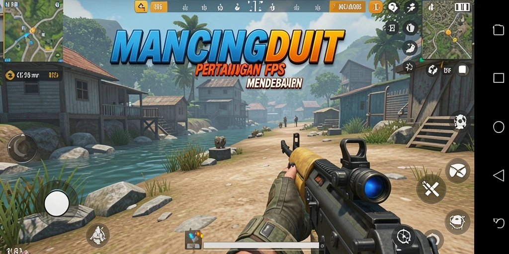 Screenshot MANCINGDUIT menampilkan aksi FPS yang mendebarkan.