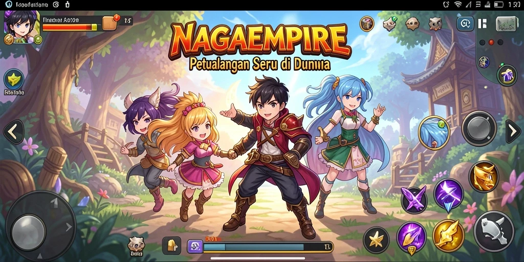 Tampilan gameplay seru NAGAEMPIRE dengan karakter Anime yang beragam.