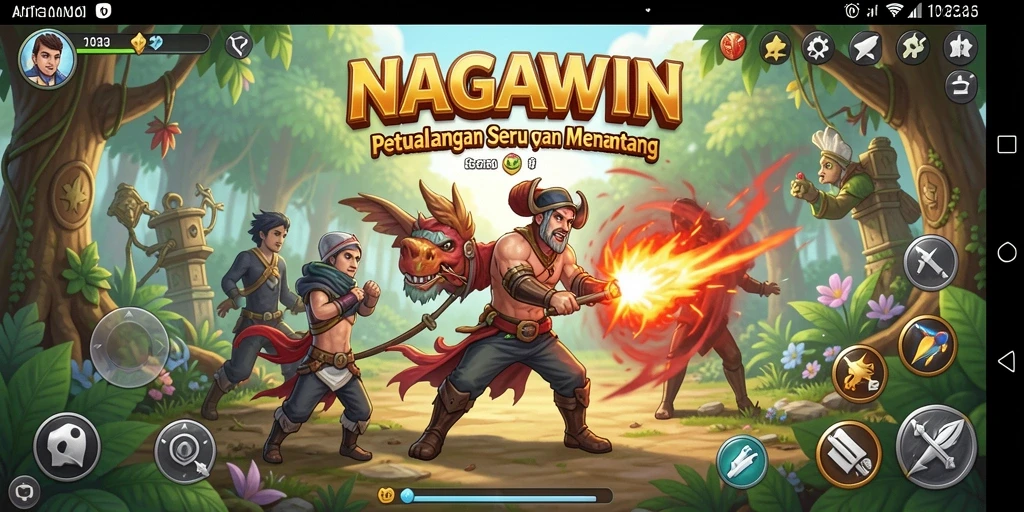 Screenshot gameplay NAGAWIN menampilkan karakter beraksi dalam petualangan seru.