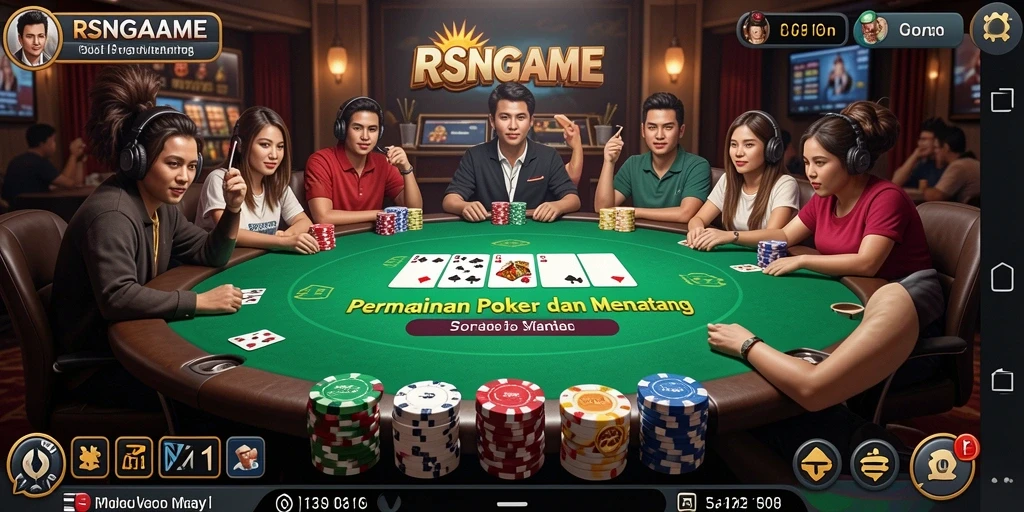 Screenshot gameplay RSNGAME menampilkan aksi poker yang mendebarkan.