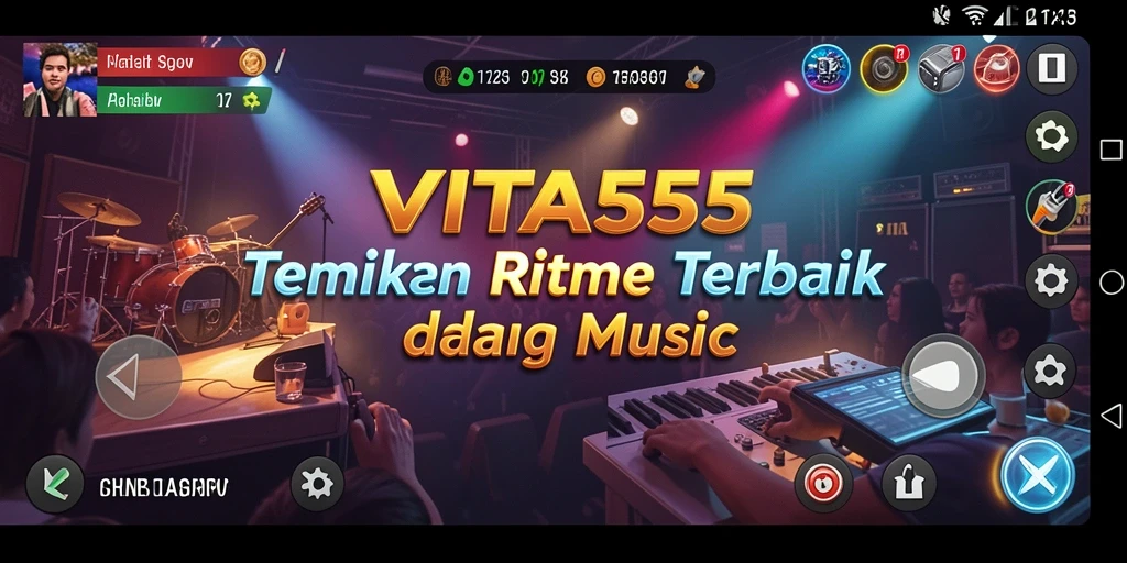 Screenshot VITA555 menampilkan gameplay seru dengan interaksi musik.