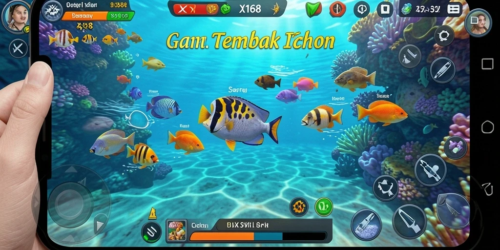 Tampilan gameplay X168 yang menampilkan aksion seru Tembak Ikan.